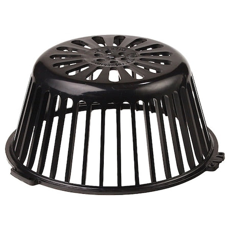 Round Roof Drain Dome Strainer, 11-1/8 in Dia x 5-1/4 in H, Twist Lock, Plastic, Black