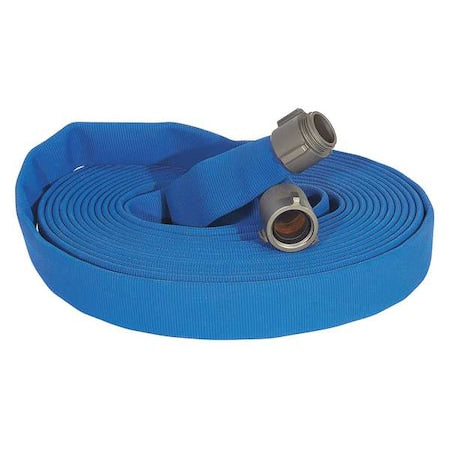 Fire Hose, Double Jacket, 100 ft Length, 1 1/2 in Hose Inside Dia., EPDM Hose Tube, MNH Fitting A
