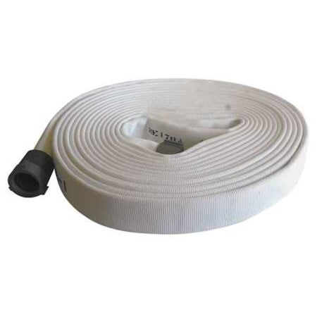Fire Hose, Double Jacket, 50 ft. Length, 2 1/2 in Hose Inside Dia., Polyurethane Hose Tube, White