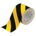 Floor Marking Tape, Polyester, No Legend, Black, Yellow, 4 in W., 8 mil Thickness
