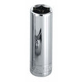 1/2 in Drive, 9/16" SAE Socket, 6 Points,  Steel, Chrome, 9/16 in