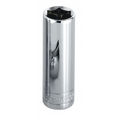 1/2 in Drive, 9/16" SAE Socket, 6 Points,  Steel, Chrome, 9/16 in