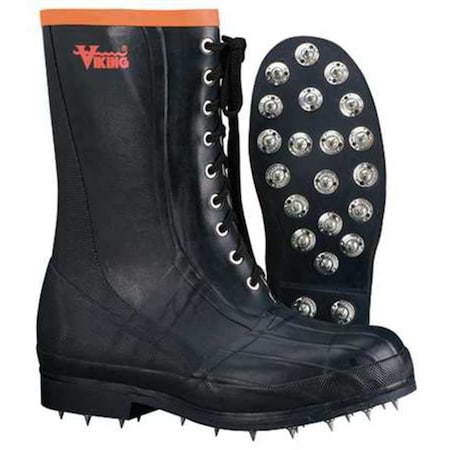 Spiked Forester, Men's Logger Boot, 10 M, Rubber, 11 in Height, Black