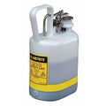 Type I Safety Can, Polyethylene, 1 gal, Stainless Steel Hardware, Oval, White, Corrosives