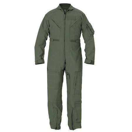 Flight Suit, Nomex(R), 4.5 oz Fabric Weight, 30 1/2 in Inseam, Freedom Green, 40 Regular