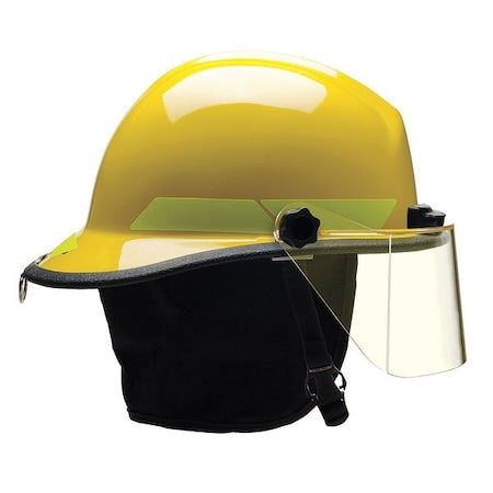 Fire Helmet, Thermoplastic, 6-Point Sure-Lock(R) Ratchet, Yellow, Fits Hat Size 6-1/2 to 8 ,Modern