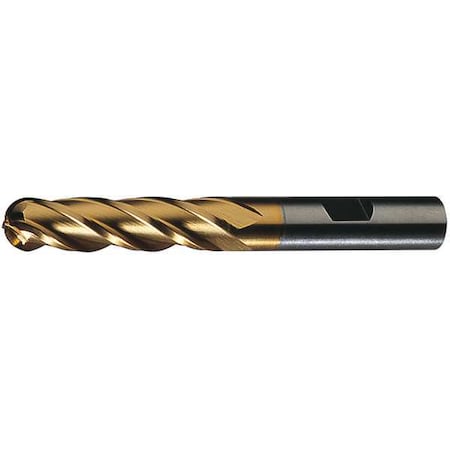 4-Flute HSS Ball Nose Single End MIll Cleveland HG-4B-TN TiN 1/4x3/8x5/8x2-7/16