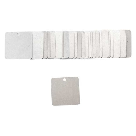 Blank Tag, Aluminum, 2 in H x 2 in W, Silver, Square, 25 PK