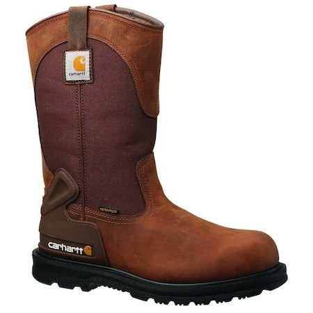 Men's Western Boot, 10 1/2 W, Steel Toe, 11 in H, Brown, CMP1200