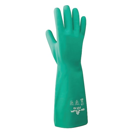 717 Chemical Resistant Gloves, Nitrile, 13 in L, 11 mil, Green, L, 1 PR