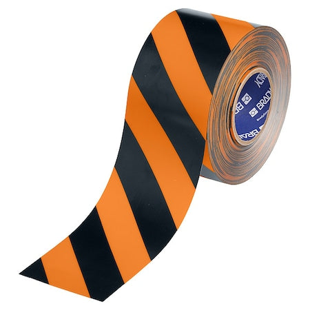 Floor Marking Tape,Black/Orng,4"W,100ft
