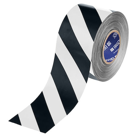 Floor Marking Tape,Black/White,4"W,100ft