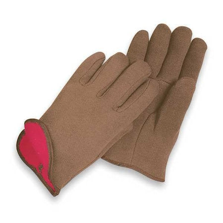 Knit Gloves, Cotton/Polyester, None Uncoated, Slip-On, Brown, S, 1 PR