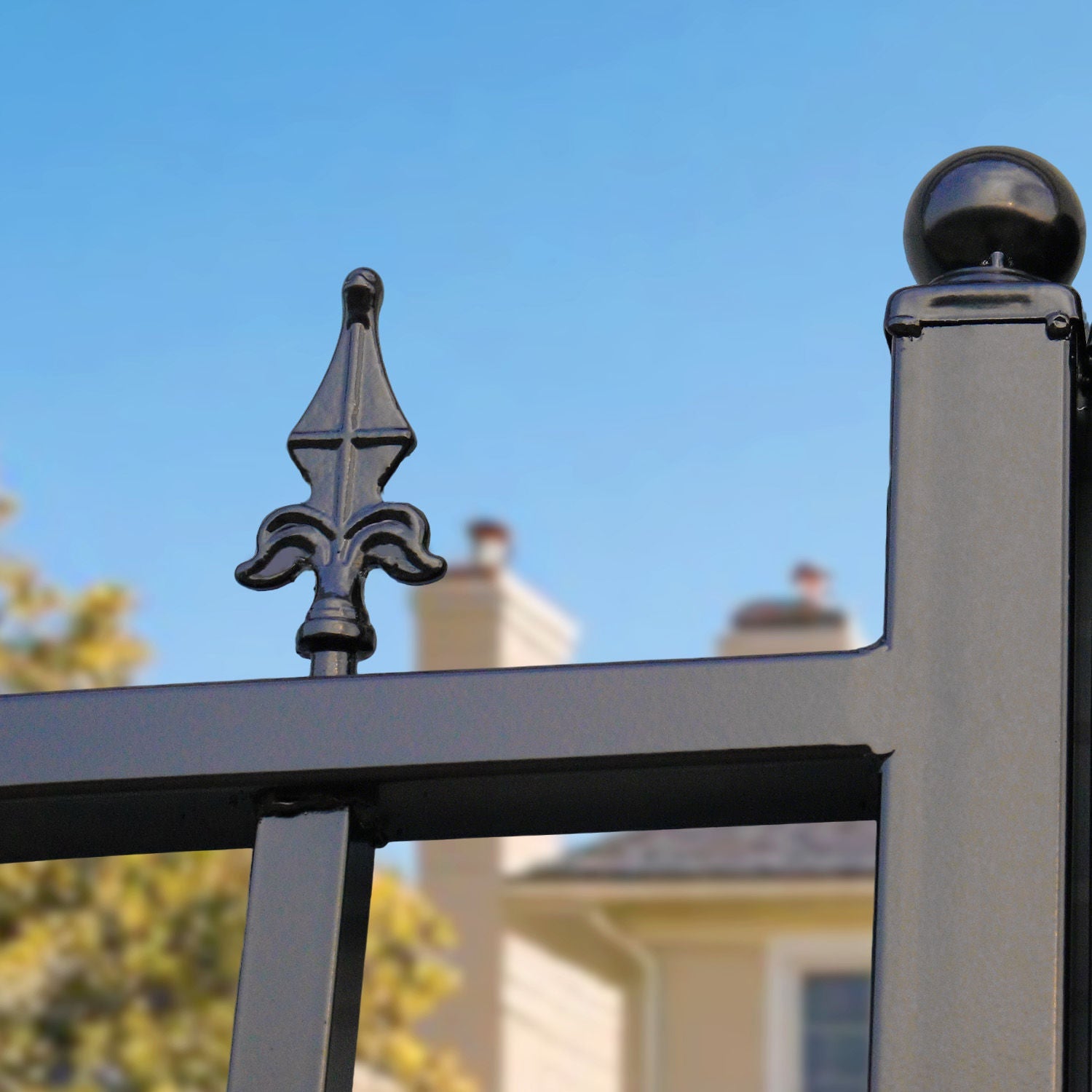 16x8 ft Steel Dual Swing Driveway Gate with Tree Pattern
