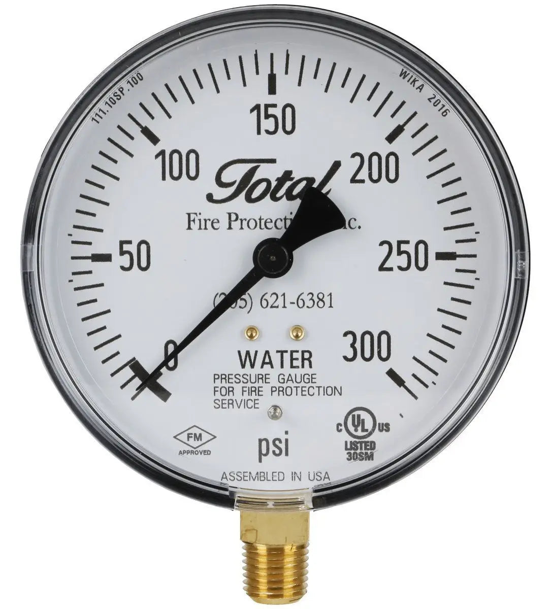 Fire Sprinkler Air/Water Gauge 0-300 PSI UL FM Approved by FPPI