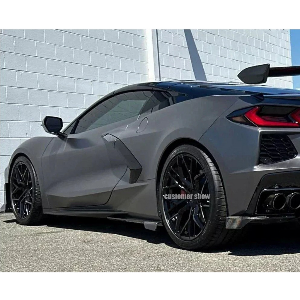 Dry Carbon Fiber Side Skirts Extension Panel for Chevrolet Corvette C8