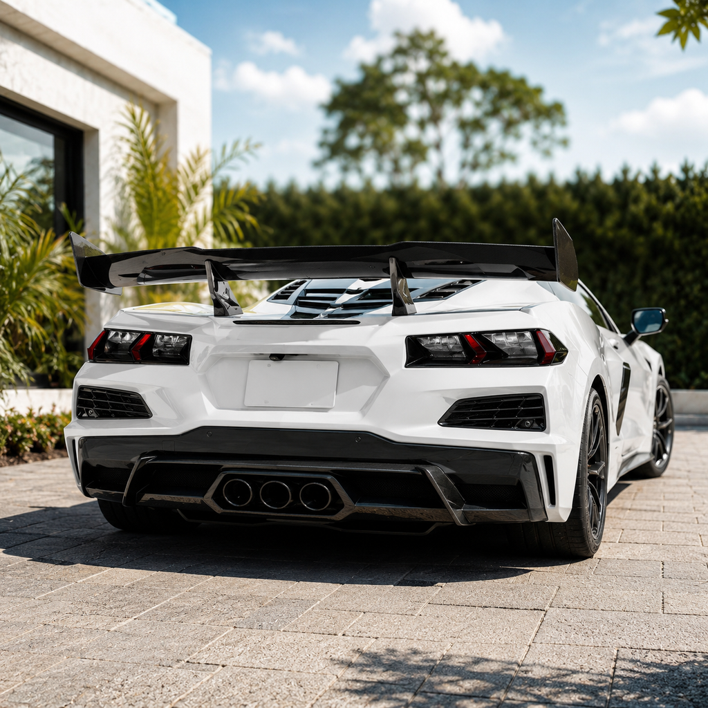 ZR1 Style Dry Carbon Fiber Rear Wing for Chevrolet Corvette C8 Z06