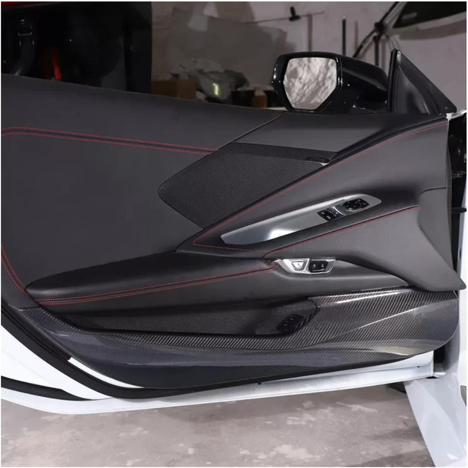 Dry Carbon Fiber Door Anti‑Kick Panel Cover V2 for Chevrolet Corvette C8