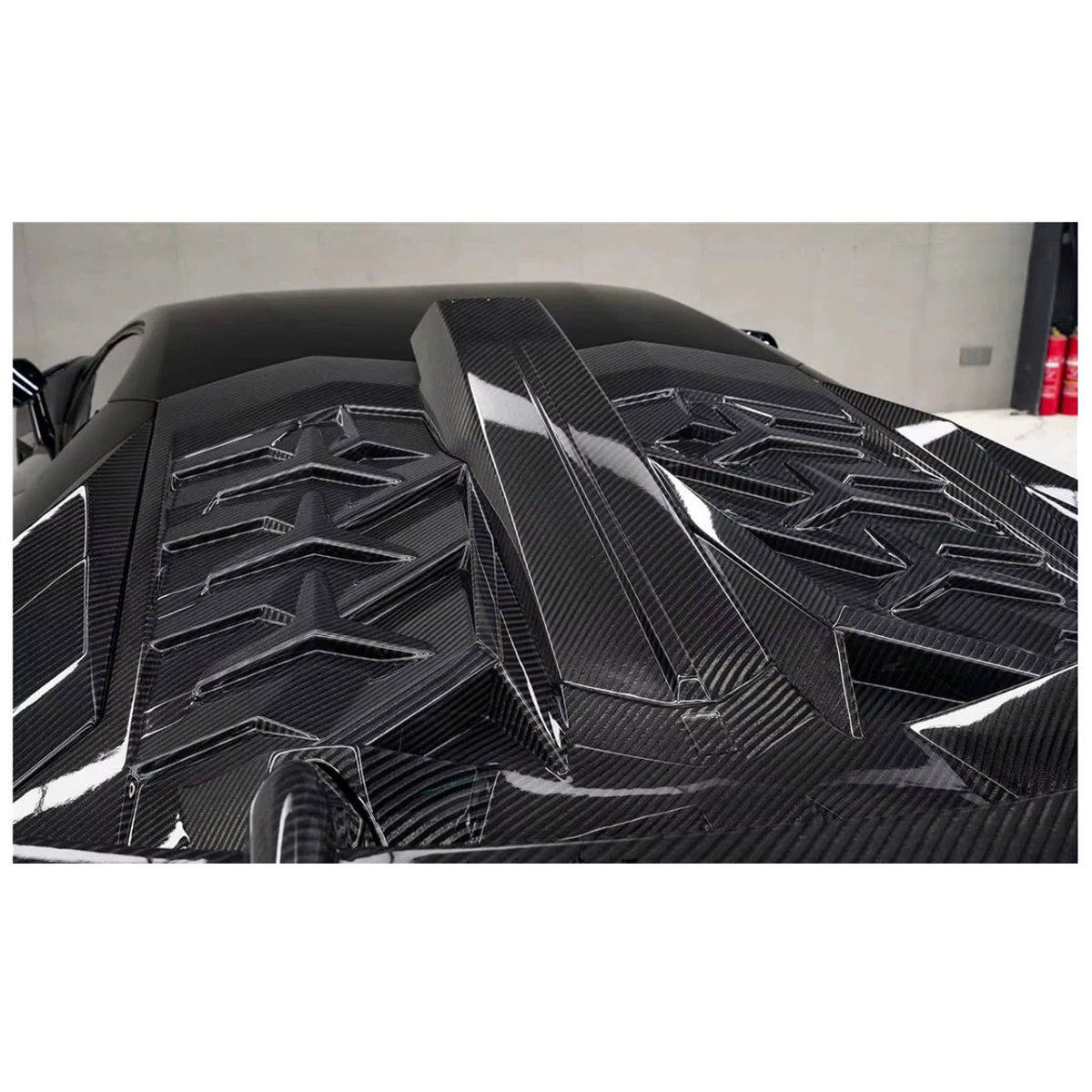 SVV Style Dry Carbon Fiber Rear Wing with Engine Hood for Lamborghini Aventador LP700 LP740 LP750 Coupe