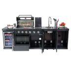 104" 4-Burner 72000 BTU Black Outdoor Kitchen Island Grill with Storage Cabinets & Drawers