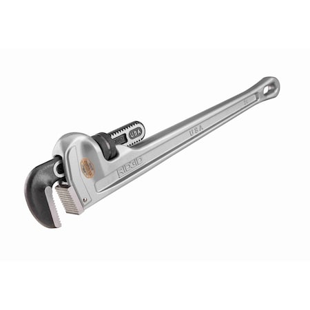 24" Aluminum Straight Pipe Wrench, Serrated, Tether Capable, 3" Jaw Capacity
