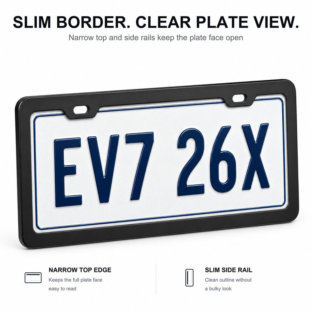 Black License Plate Frames for Tesla – 2 Pack, Front & Rear