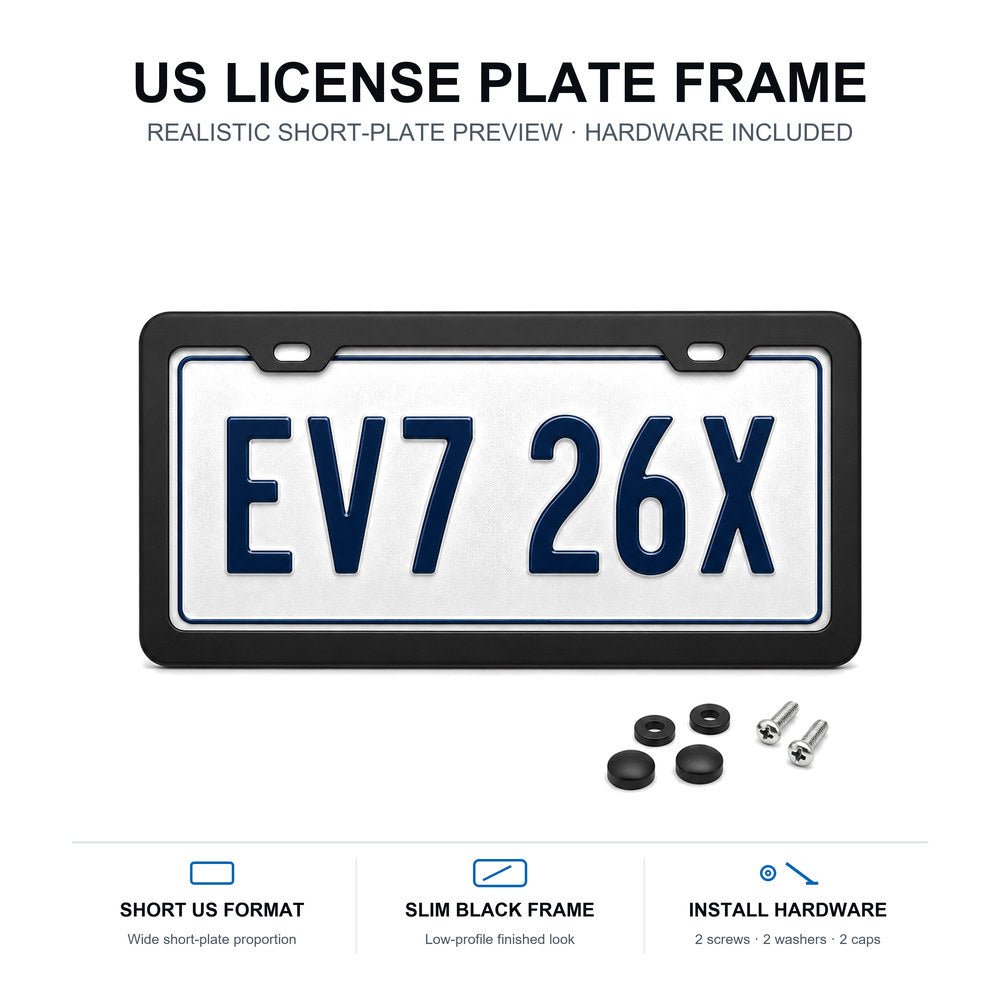 Black License Plate Frames for Tesla – 2 Pack, Front & Rear