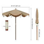 LAGarden Boho Fringe Umbrella Wood Market Umbrella