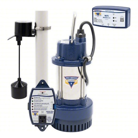 SubmersibleSumpPump,20ft,13.375in,115VAC