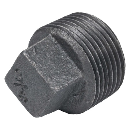 Plug Black Coated Malleable Iron Pipe Fitting, 3/8" Pipe, MBSPT, Iron, Class 150