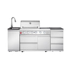 83.3" 4+1 Burner 71,500 BTU Silver Outdoor Kitchen Island Grill with Sink