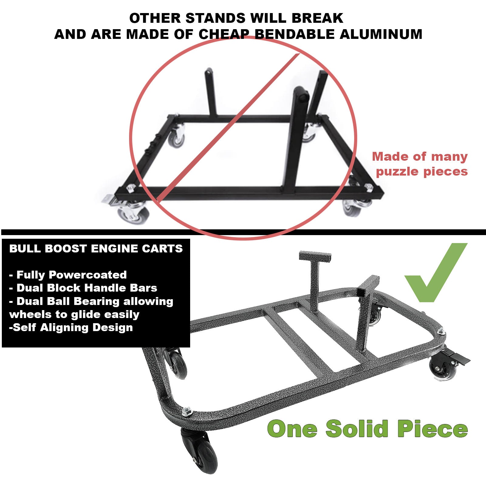 B Series B16 B18 B20 Engine Cradle Stand Cart Quick Block Handle Bars Casters