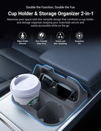 Center Console Cup Holder with Storage for Model 3/Y | Food-Grade Silicone | 2-Slot