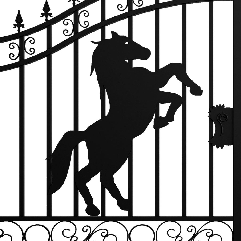 14x8 ft Steel Dual Swing Driveway Gate with Horse Pattern