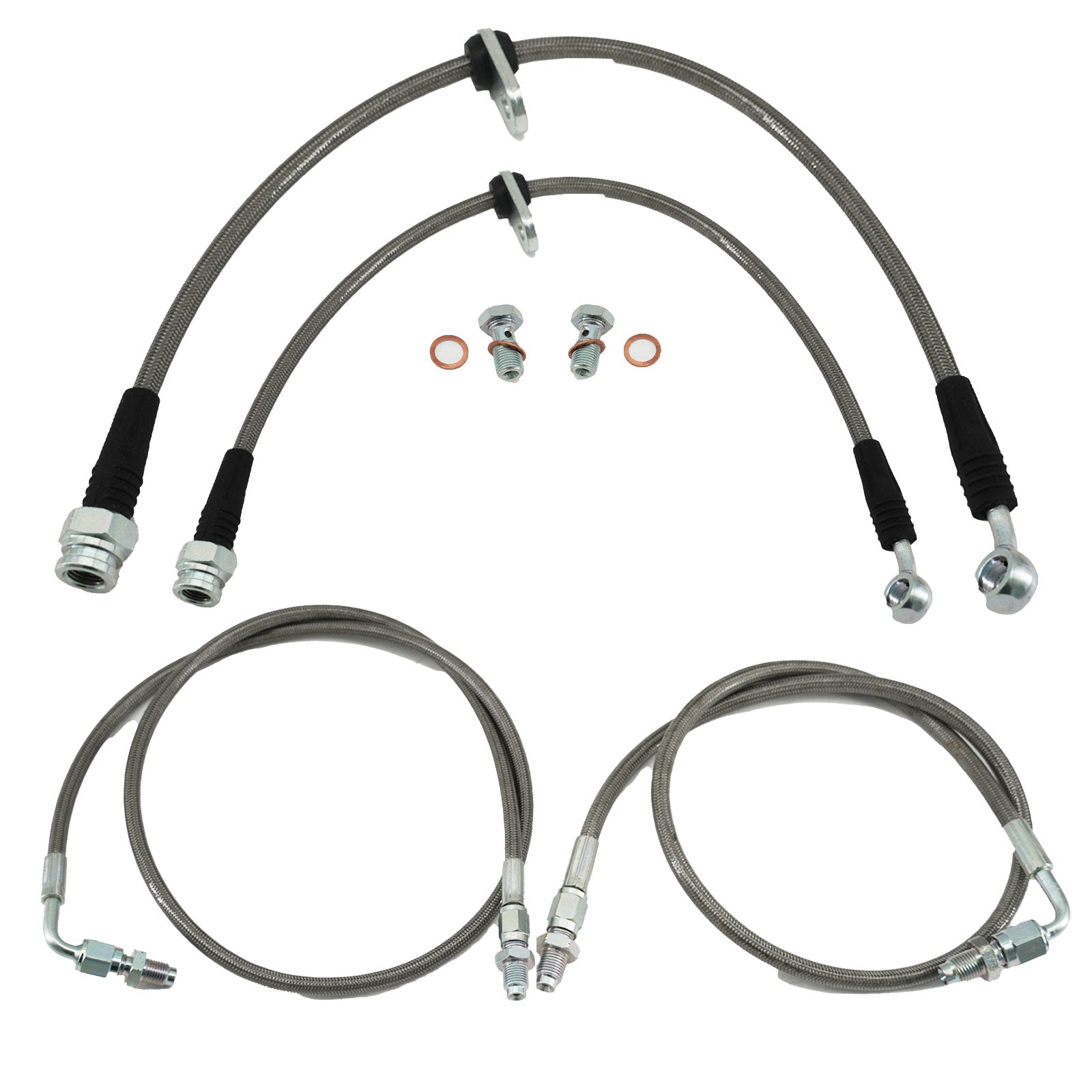 Front & Rear Brake Line Replacement Kit For 96-00 Honda Civic w/rear disc