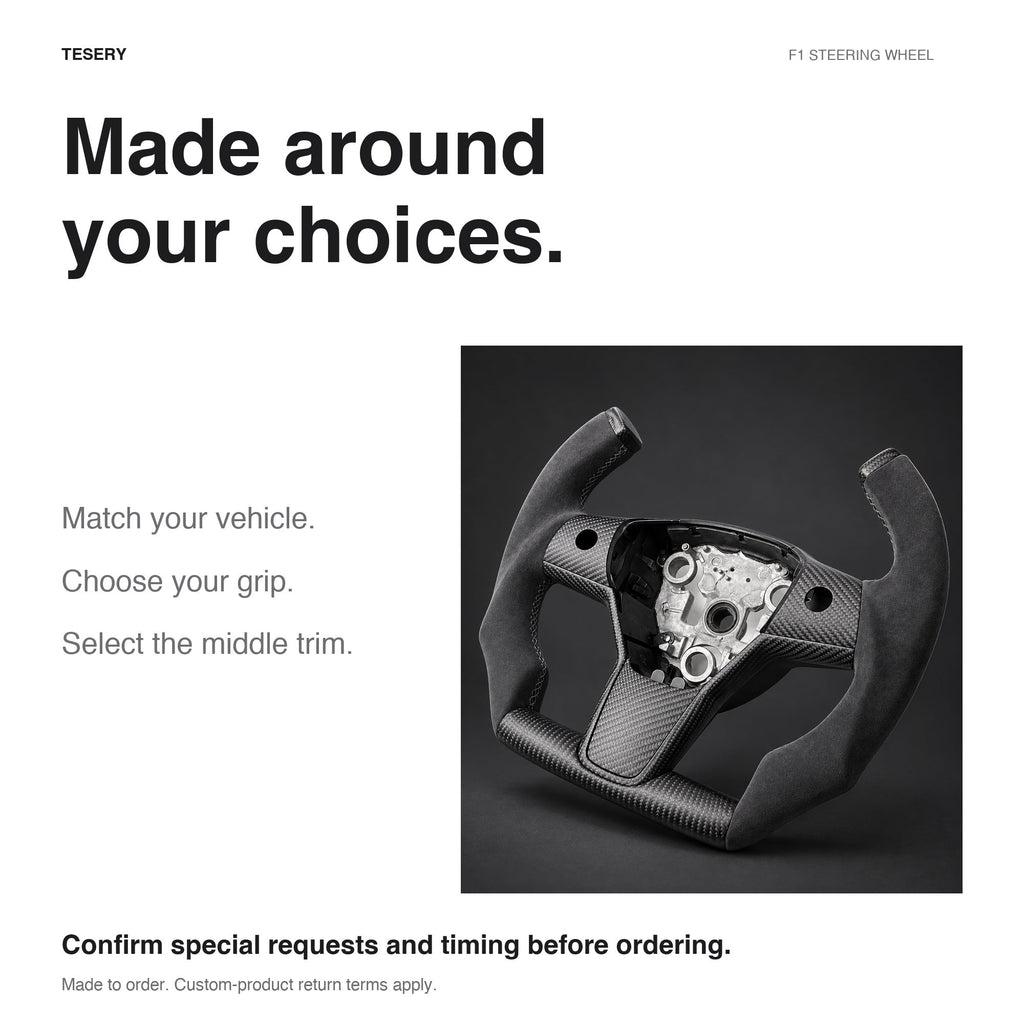 Custom Carbon Fiber Steering Wheel for Tesla Model 3 / Y【F1 Style】