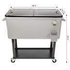 Yescom 80QT Beverage Cooler Cart on Wheels Drinks Storage