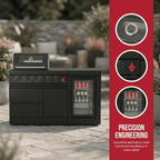 65" 4-Burner 72,000 BTU Black Outdoor Kitchen Island Grill Marble Countertops Wine Cooler