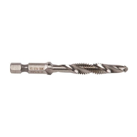 Drill,Tap,Countersink,3-1/4in,5/16"-18