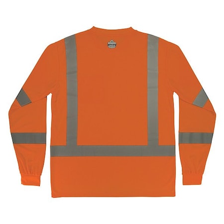 Hi-Vis Shirt,3XL,Orange,Long Sleeve