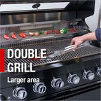 79" 4-Burner 72,000 BTU Black Outdoor Kitchen Island Grill + Side Burner + Rotisserie kit +Sink