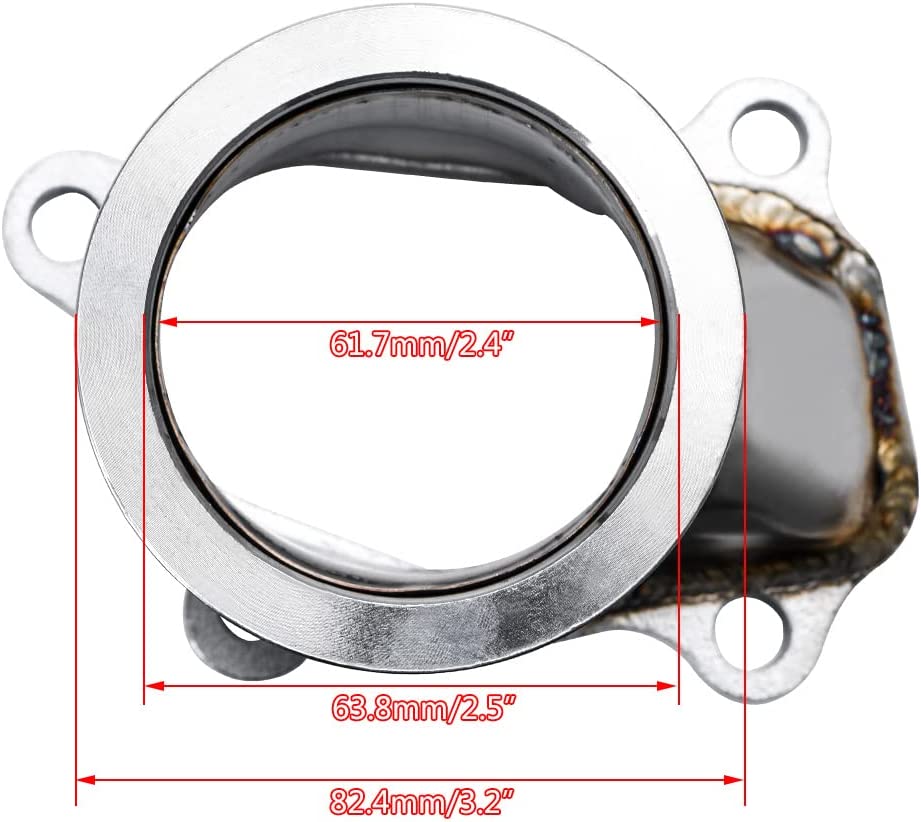 Stainless Steel 2.5"/63mm Vband Clamp Flange Turbo Down Pipe Adapter V-Band Downpipe Connector for T25 T28 GT25 GT28