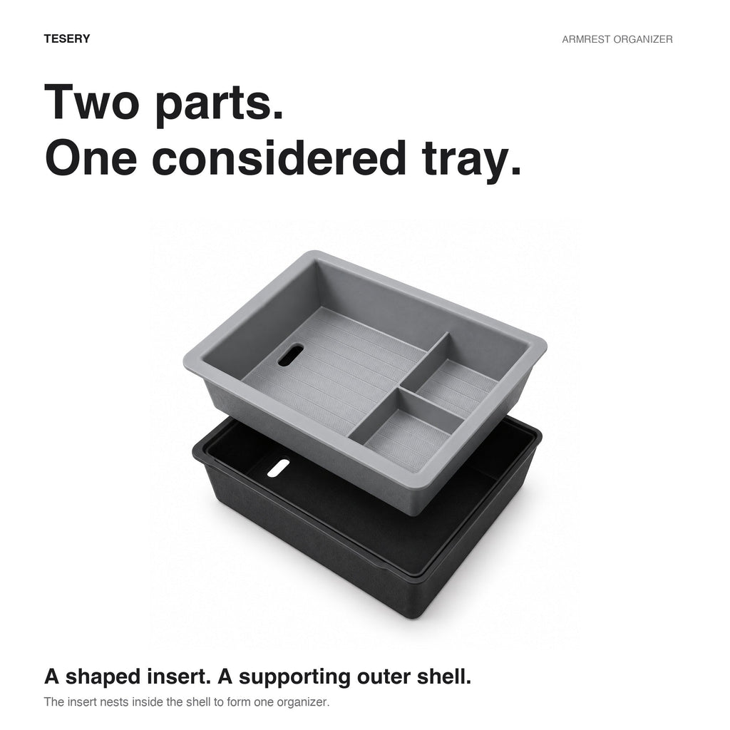 Double-Layer Center Armrest Storage Box for Model 3 Highland/Y Juniper | 3 Colors