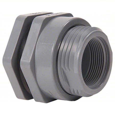 Bulkhead Tank Flange, PVC, 1 in, 1 in