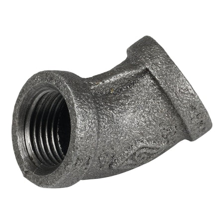 45 Degrees  Elbow Black Coated Malleable Iron Pipe Fitting, 1/2" Pipe, Female BSPT, Malleable Iron