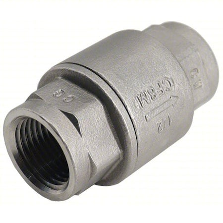 Check Valve, H021N01 Series, 3/4 in FNPT x FNPT, Inline Spring Piston, 316 Stainless Steel