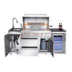 82.5" 6-Burner 83,500 BTU Silver Outdoor Kitchen Island Grill +Sink + Refrigerator