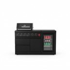 65" 4-Burner 72,000 BTU Black Outdoor Kitchen Island Grill Marble Countertops Wine Cooler