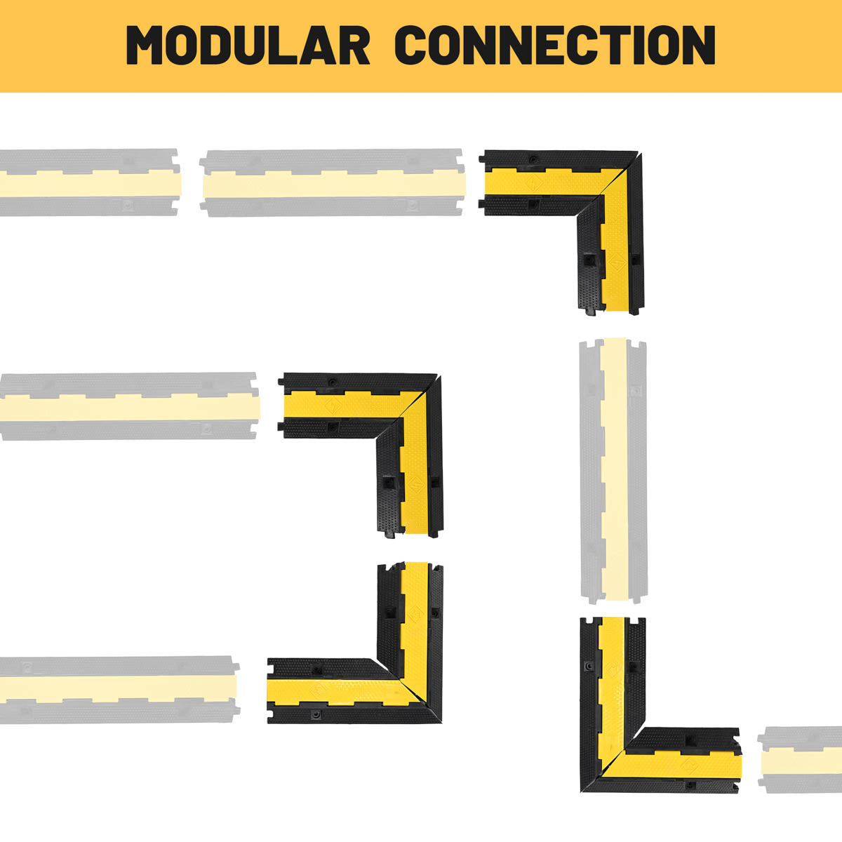 Yescom 1-Channel Cable Ramp Protector 90° Left/Right Turn Corner for 2" Cables