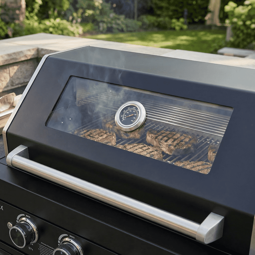 65" 4-Burner 72,000 BTU Black Outdoor Kitchen Island Grill +Side Burner + Marble Countertops